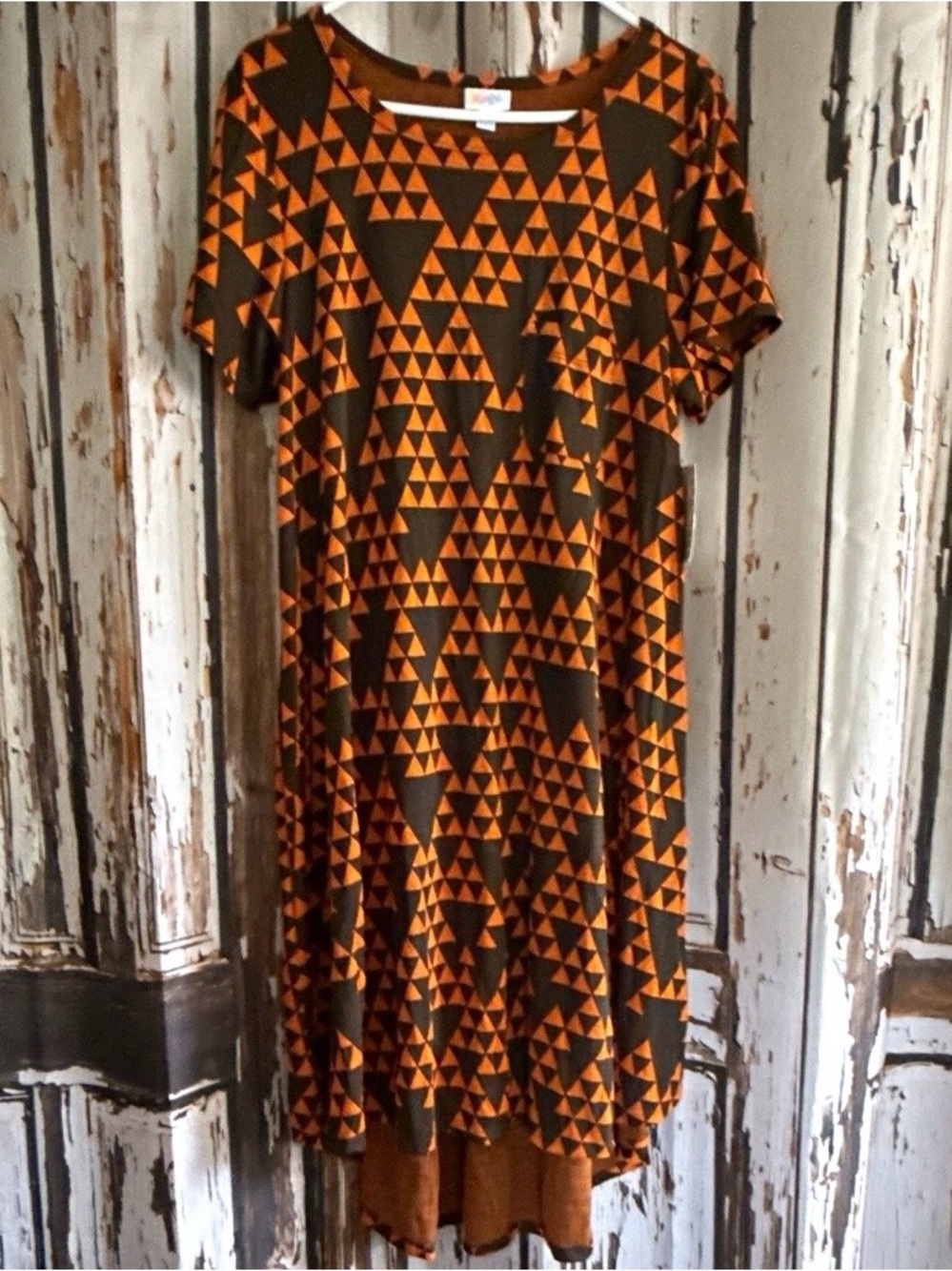 LulaRoe Carly xl orange and black hi-low dress